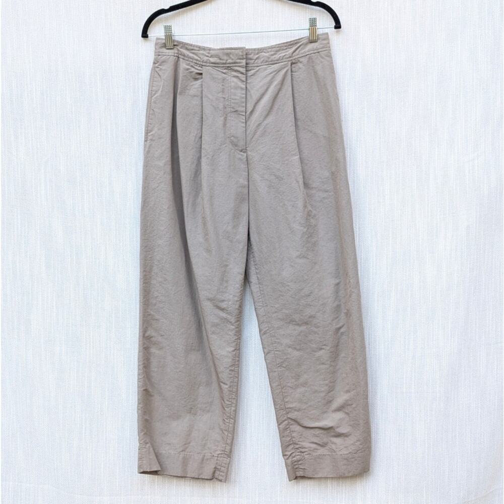 COS Pants Womens EU38/M Taupe Gray Linen Blend High-rise Wide Leg Trousers